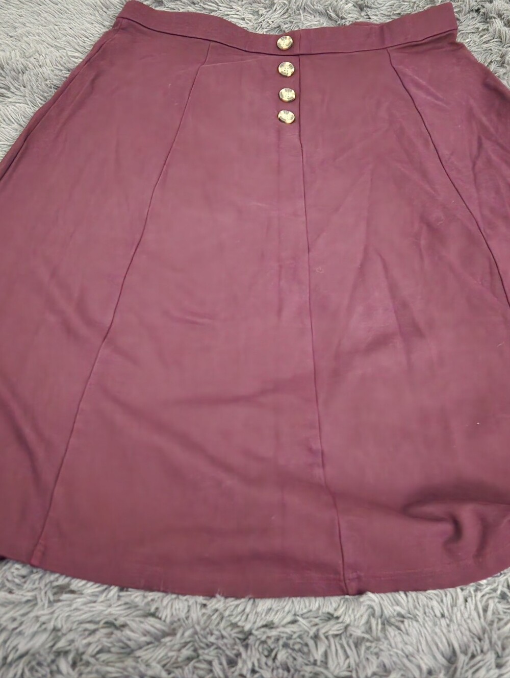 Women's Wine Pleated Skirt